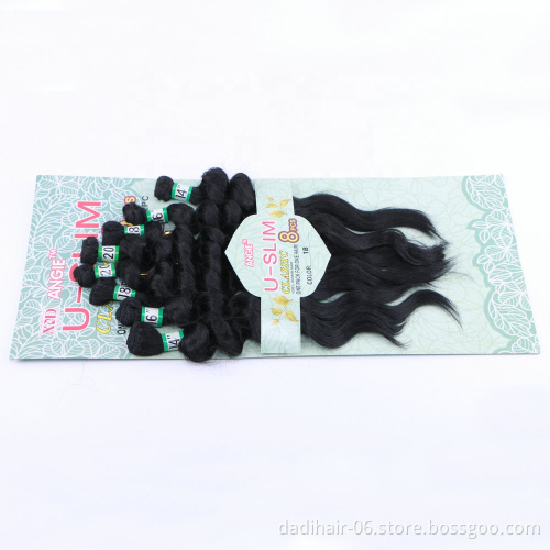 Adorable cheap premium fiber U-SLIM 8pcs hair weaves,popular natural hair synthetic hair extensions for black women